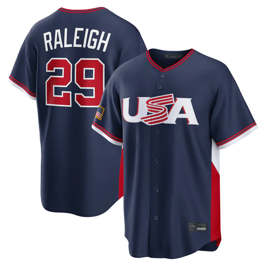 MATTH S.Mariners #29 Cal Raleigh Player Navy USA 2026 World Classic Game Stitched Jerseys