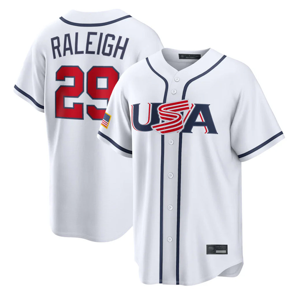 MATTH S.Mariners #29 Cal Raleigh Player White USA 2026 World Classic Game Stitched Jerseys