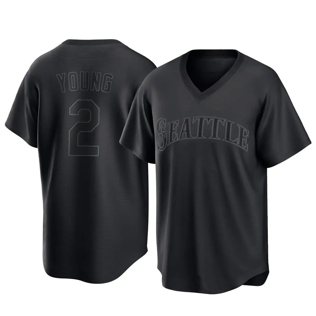 MATTH S.Mariners #2 Cole Young Player Black Replica Fashion T-shirt Stitched Jerseys