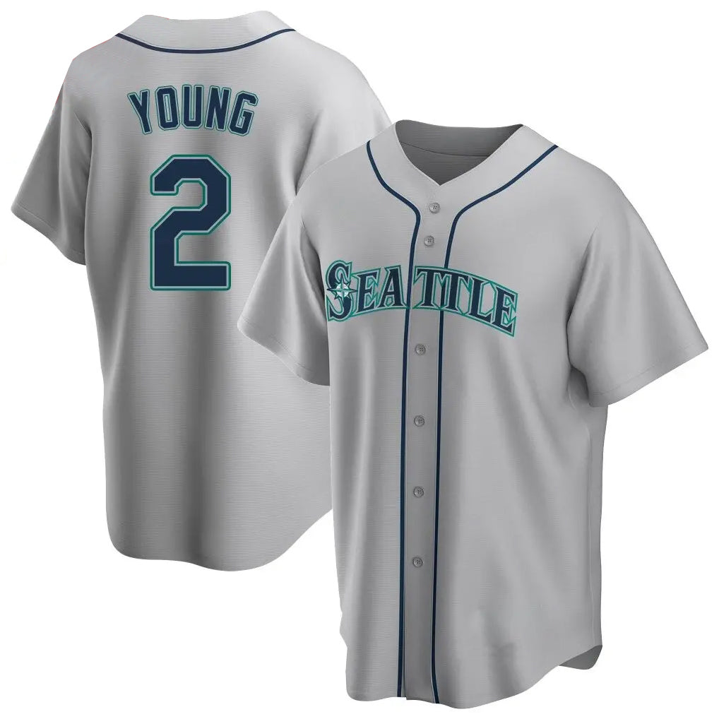 MATTH S.Mariners #2 Cole Young Player Gray Home Game Stitched Jerseys