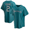 MATTH S.Mariners #2 Cole Young Player Teal Home Game Stitched Jerseys