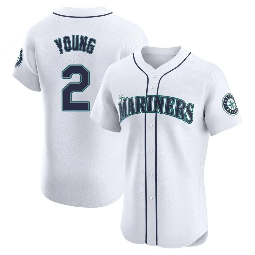 MATTH S.Mariners #2 Cole Young Player White Home Limited Elite Stitched Jerseys