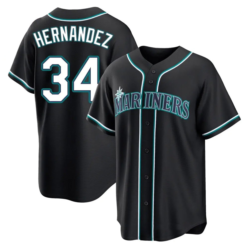 MATTH S.Mariners #34 Felix Hernandez Player Black Fashion Home Limited Stitched Jerseys