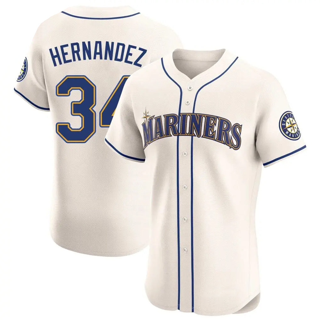 MATTH S.Mariners #34 Felix Hernandez Player Cream Home Limited Elite Stitched Jerseys
