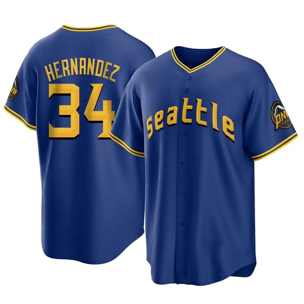 MATTH S.Mariners #34 Felix Hernandez Player Royal City Connect Home Game Stitched Jerseys