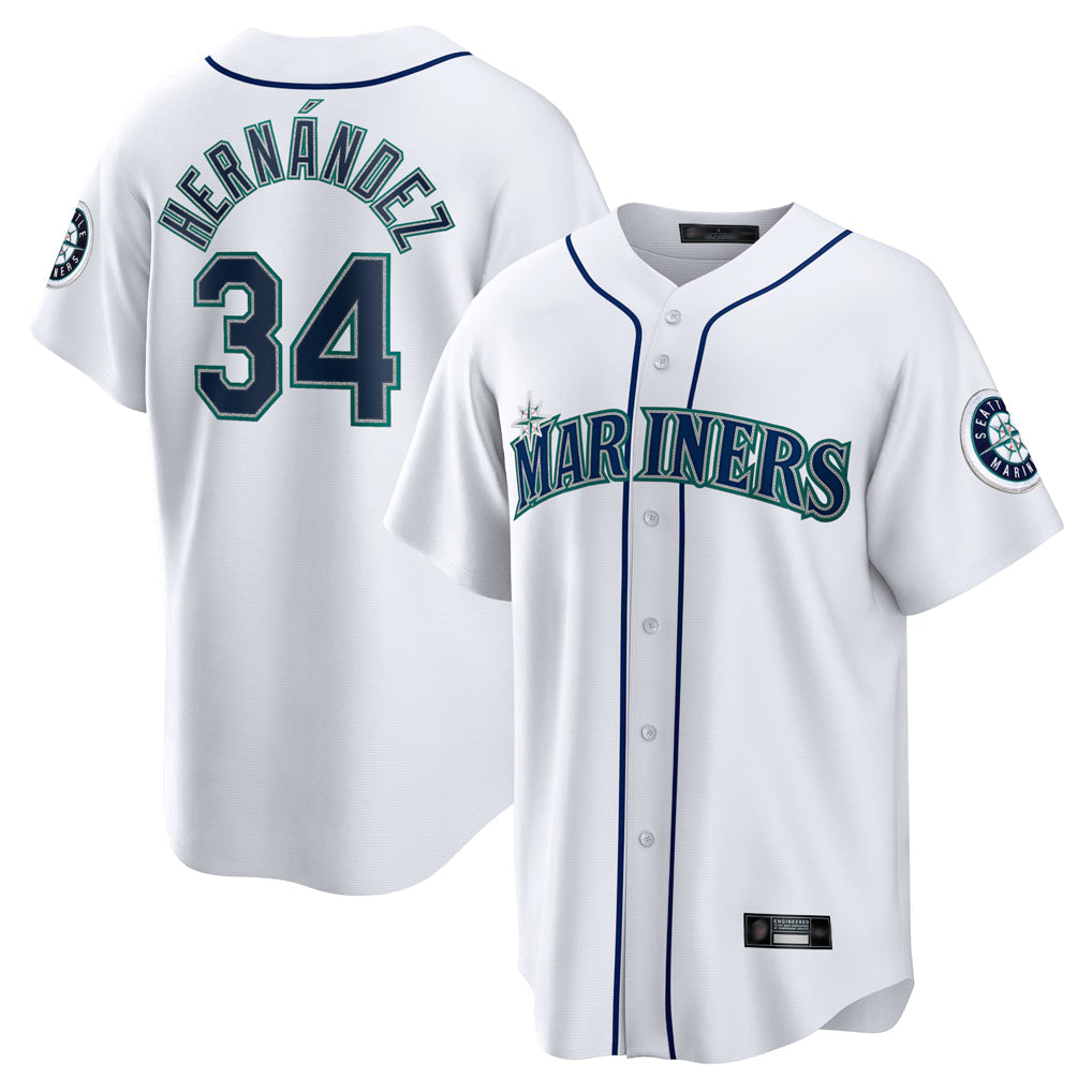 MATTH S.Mariners #34 Felix Hernandez Player White Home Game Stitched Jerseys