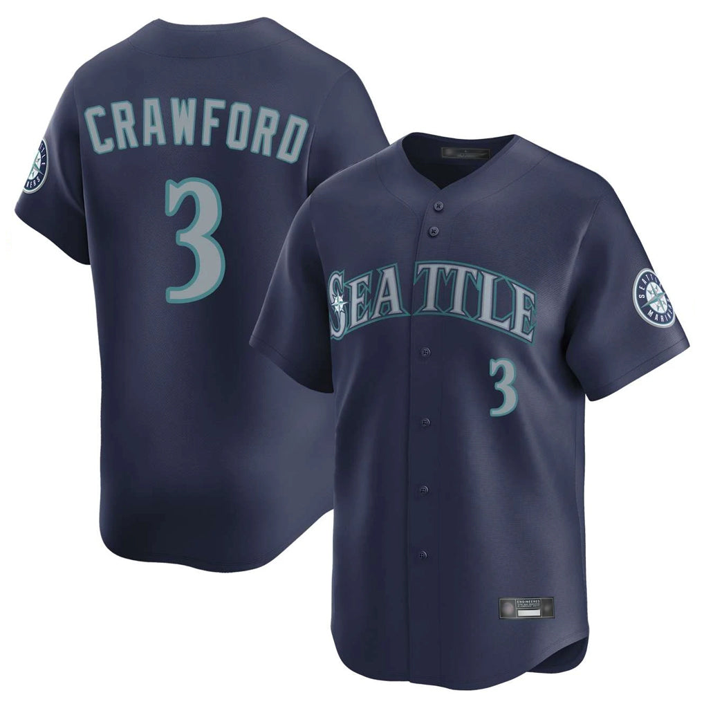 MATTH S.Mariners #3 J.P. Crawford Player Navy Home Limited Stitched Jerseys
