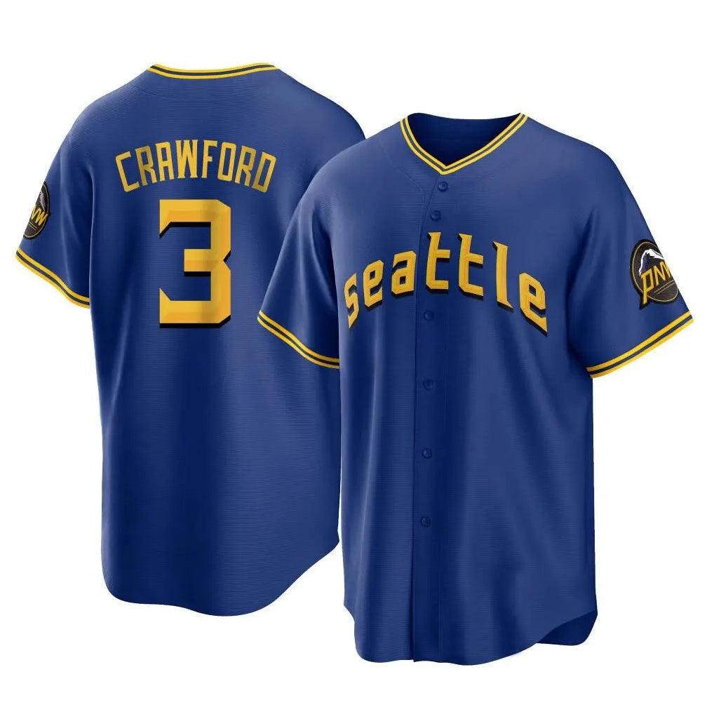 MATTH S.Mariners #3 J.P. Crawford Player Royal City Connect Home Game Stitched Jerseys