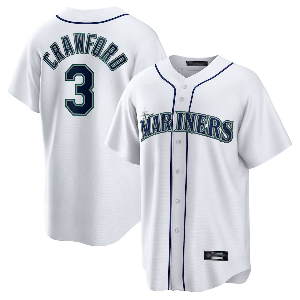 MATTH S.Mariners #3 J.P. Crawford Player White Home Game Stitched Jerseys