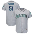 MATTH S.Mariners #51 Ichiro Suzuki Player Gray Majestic Road Flex Base Collection Limited Stitched Jerseys