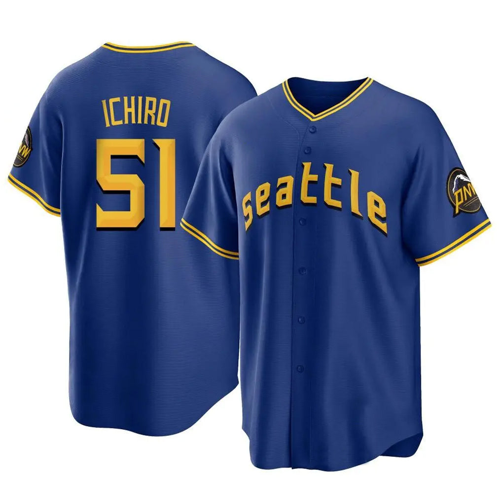 MATTH S.Mariners #51 Ichiro Suzuki Player Royal City Connect Home Game Stitched Jerseys