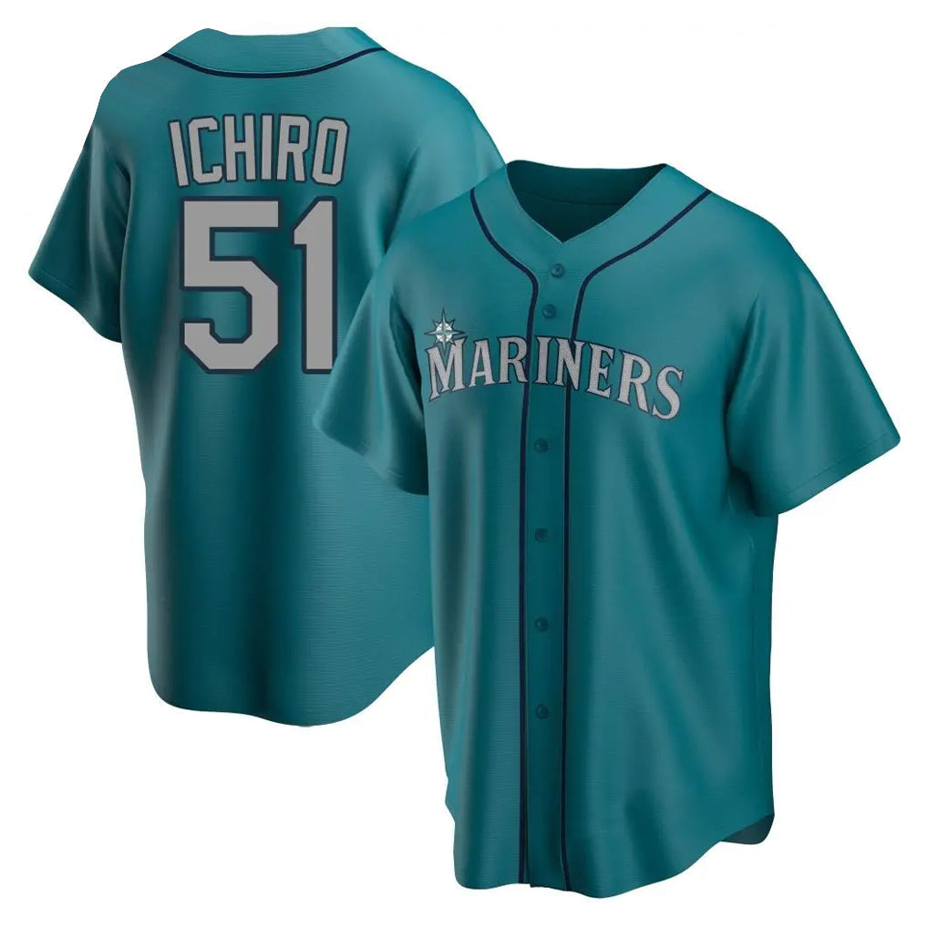 MATTH S.Mariners #51 Ichiro Suzuki Player Teal Home Game Stitched Jerseys