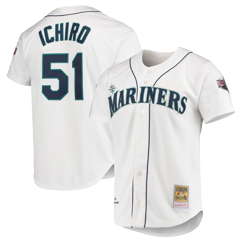 MATTH S.Mariners #51 Ichiro Suzuki Player White Mitchell & Ness All-Star Game Cooperstown Collection Authentic Limited Stitched Jerseys
