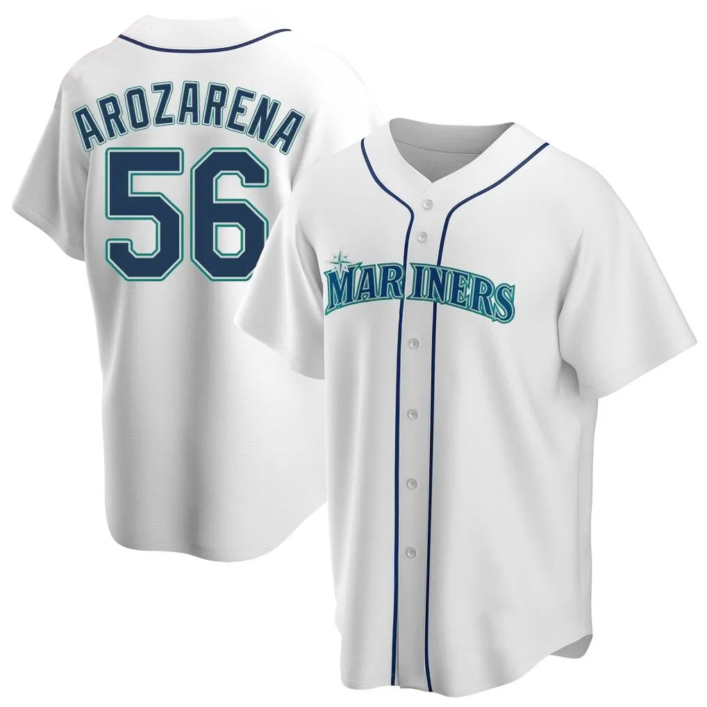MATTH S.Mariners #56 Randy Arozarena Player White Home Game Stitched Jerseys