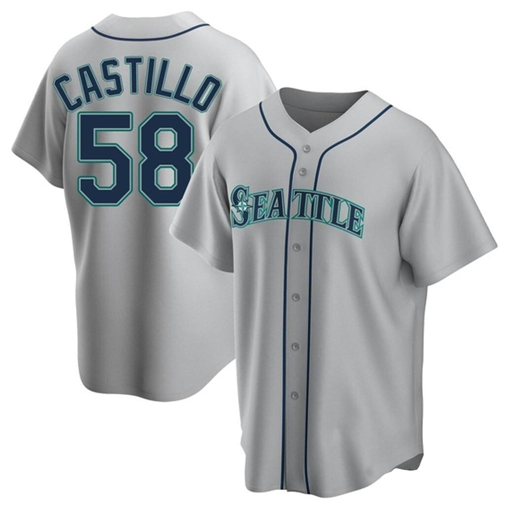 MATTH S.Mariners #58 Luis Castillo Player Gray Home Game Stitched Jerseys