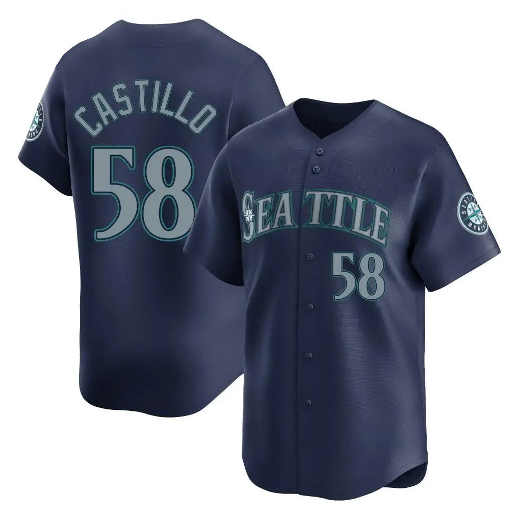 MATTH S.Mariners #58 Luis Castillo Player Navy Home Limited Stitched Jerseys