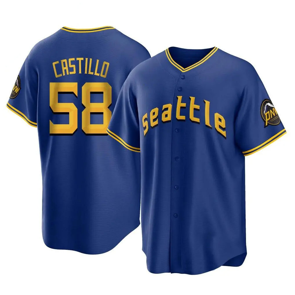 MATTH S.Mariners #58 Luis Castillo Player Royal City Connect Home Game Stitched Jerseys