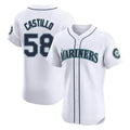 MATTH S.Mariners #58 Luis Castillo Player White Home Limited Elite Stitched Jerseys