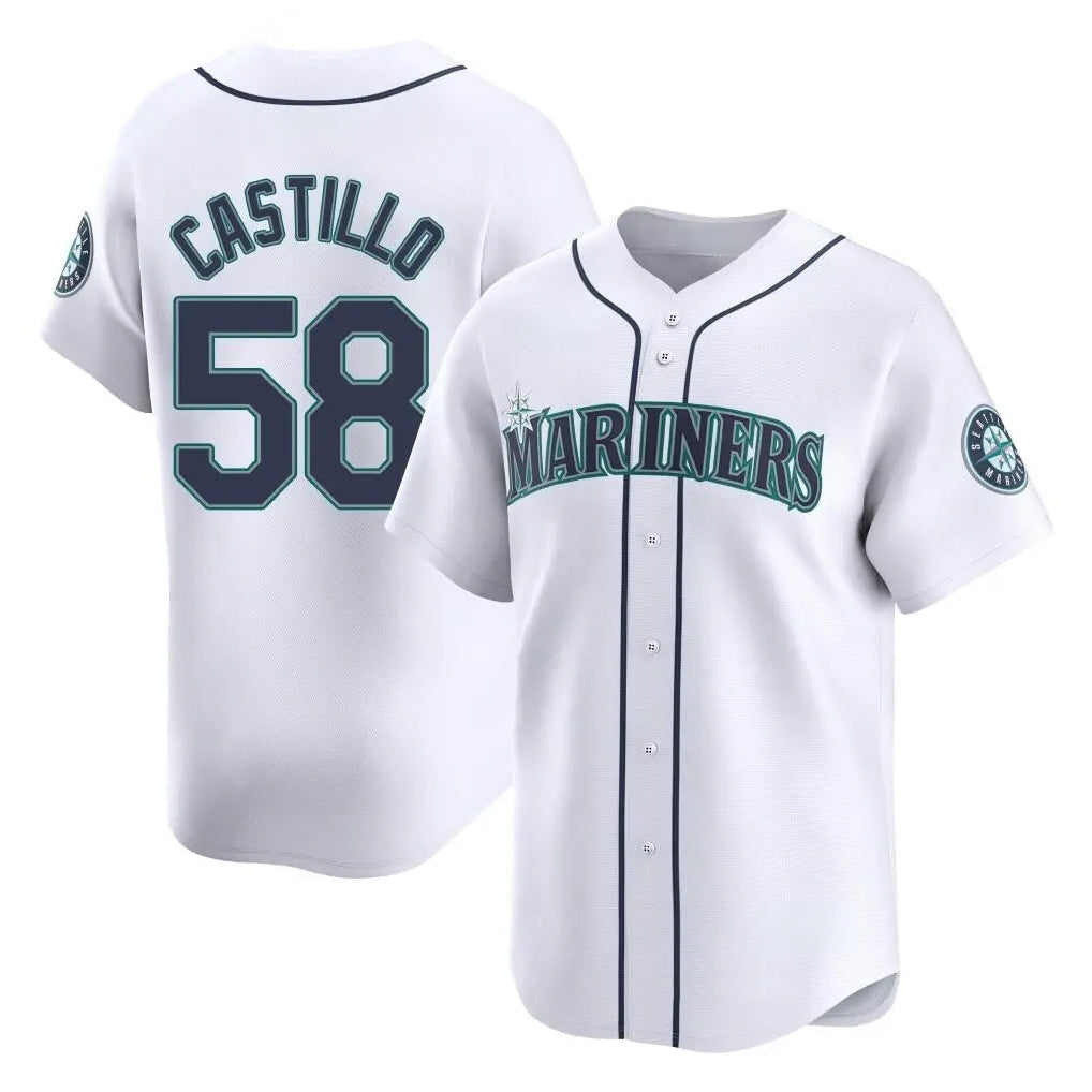 MATTH S.Mariners #58 Luis Castillo Player White Home Limited Stitched Jerseys