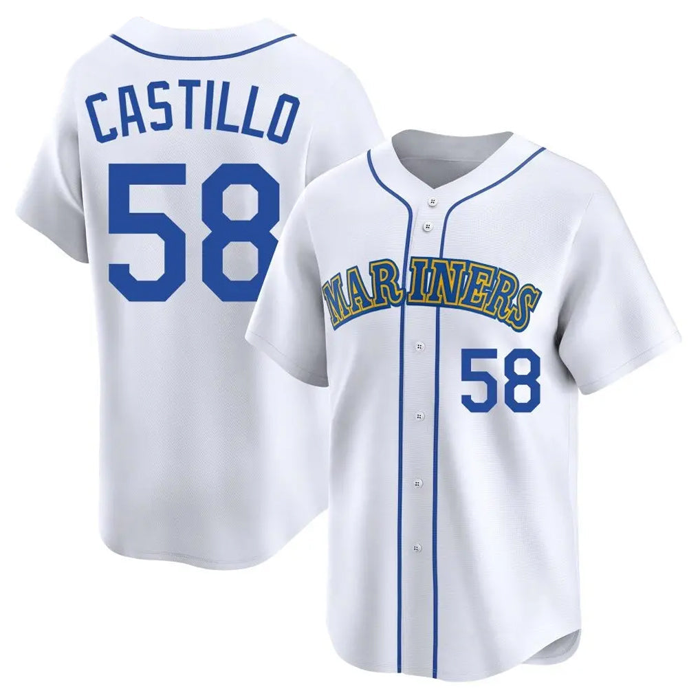 MATTH S.Mariners #58 Luis Castillo Player White Throwback Cooperstown Collection Limited Game Stitched Jerseys