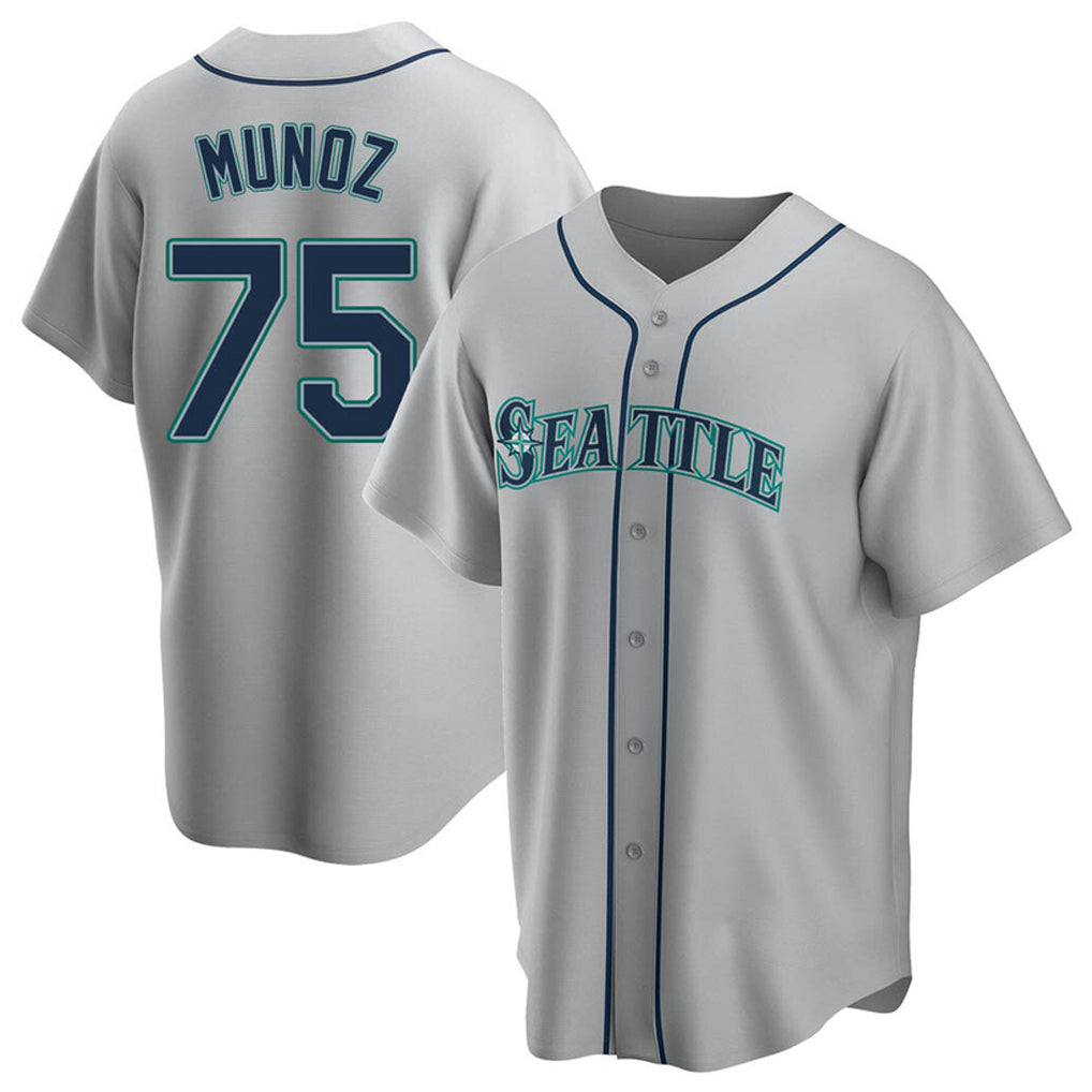 MATTH S.Mariners #75 Andres Munoz Player Gray Home Game Stitched Jerseys