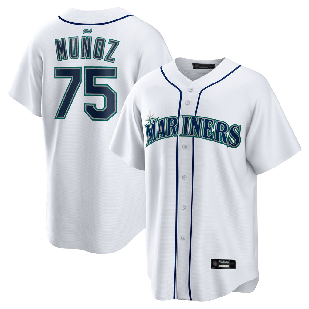 MATTH S.Mariners #75 Andres Munoz Player White Home Game Stitched Jerseys