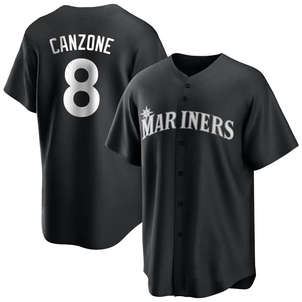 MATTH S.Mariners #8 Dominic Canzone Player Black Home Limited Stitched Jerseys