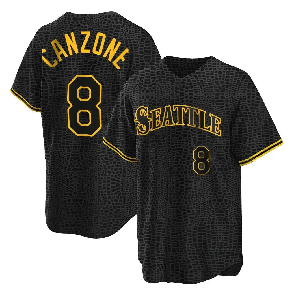MATTH S.Mariners #8 Dominic Canzone Player Black Snake Skin City Home Limited Stitched Jerseys
