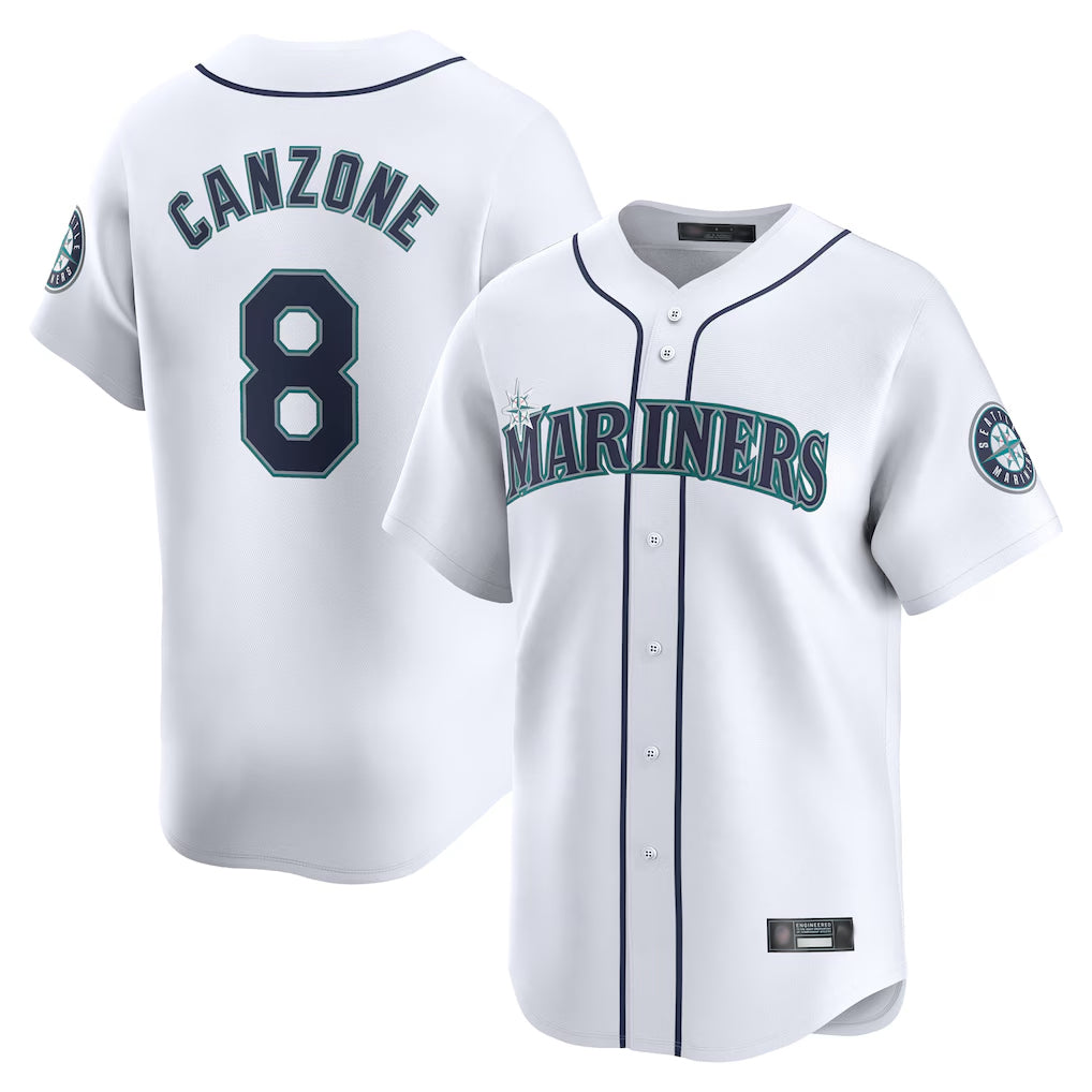 MATTH S.Mariners #8 Dominic Canzone Player White Home Limited Stitched Jerseys