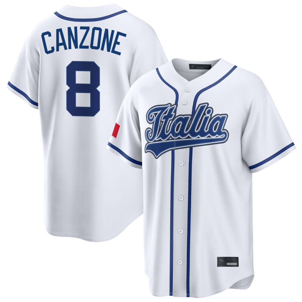 MATTH S.Mariners #8 Dominic Canzone Player White Italy 2026 World Classic Home Game Stitched Jerseys