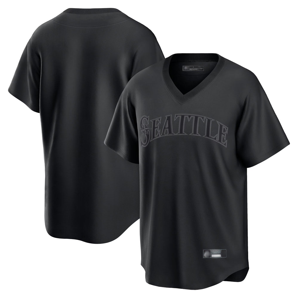 MATTH S.Mariners Blank Player Black Replica Fashion T-shirt Stitched Jerseys