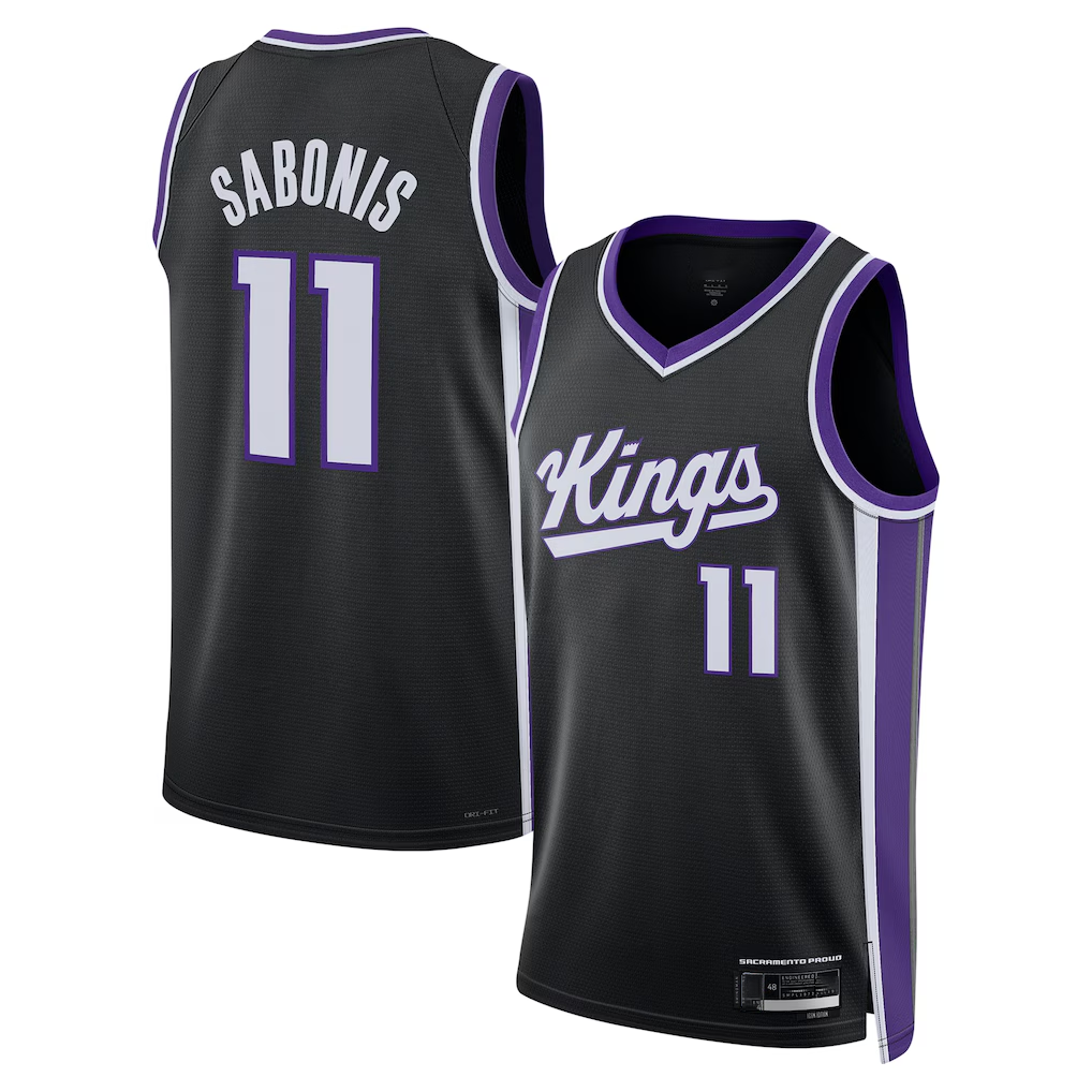 MATTH S.kings #11 Domantas Sabonis Black Swingman Player Jerseys - Icon Edition