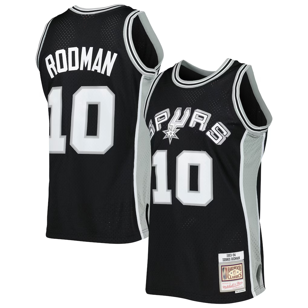 MATTH SA.Spurs #10 Dennis Rodman Mitchell & Ness Black 1993-1994 Hardwood Classics Swingman Jerseys