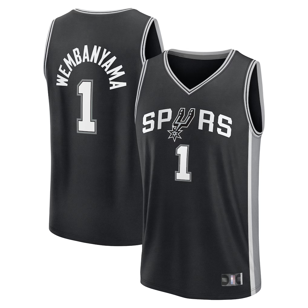MATTH SA.Spurs #1 Victor Wembanyama Black Swingman Jerseys - Icon Edition