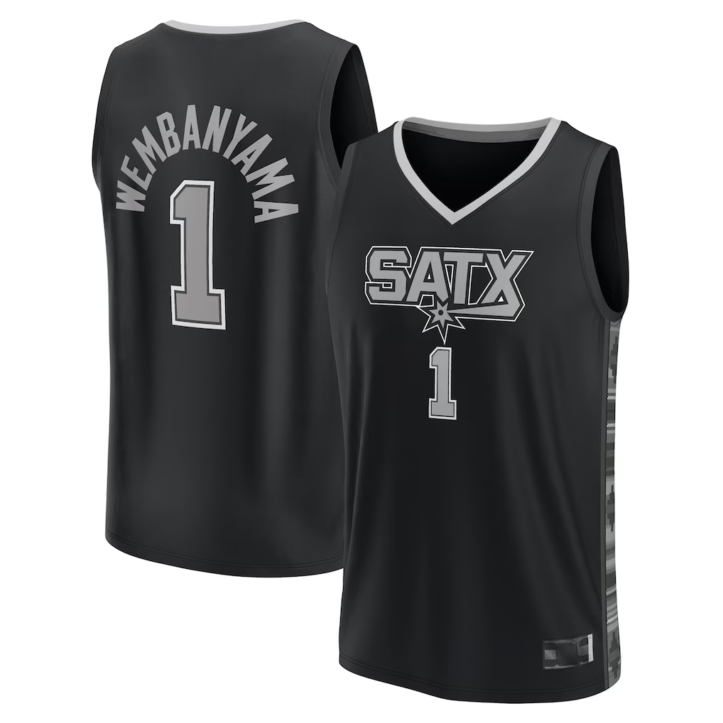 MATTH SA.Spurs #1 Victor Wembanyama Fanatics Black Fast Break Player Jerseys - Statement Edition