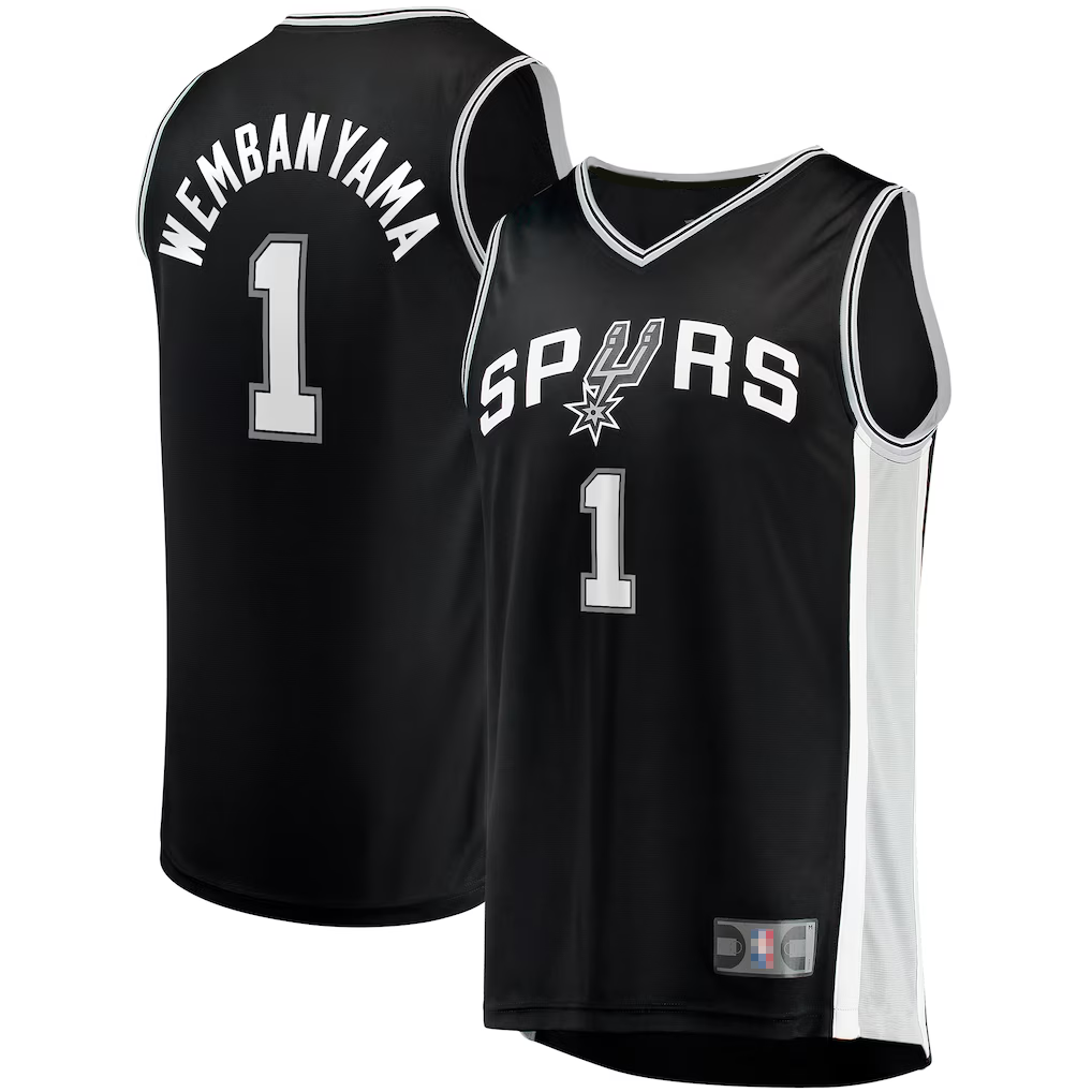 MATTH SA.Spurs #1 Victor Wembanyama Fanatics Black Fast Break Replica Jerseys - Icon Edition