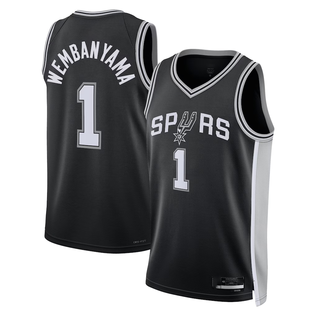 MATTH SA.Spurs #1 Victor Wembanyama Fanatics Black Fast Break Replica Player Jerseys - Icon Edition