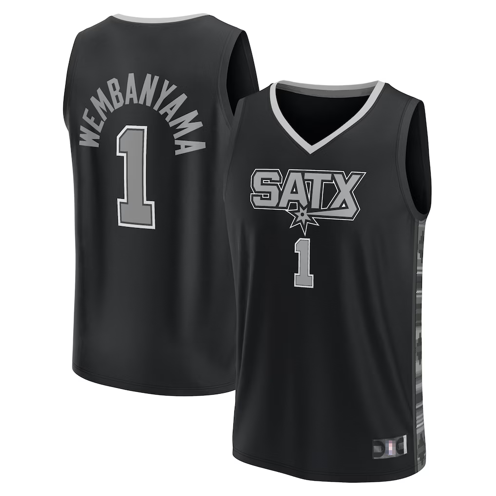 MATTH SA.Spurs #1 Victor Wembanyama Fanatics Black Fast Break Replica Player Jerseys - Statement Edition