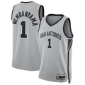 MATTH SA.Spurs #1 Victor Wembanyama Silver Swingman Jerseys - Statement Edition