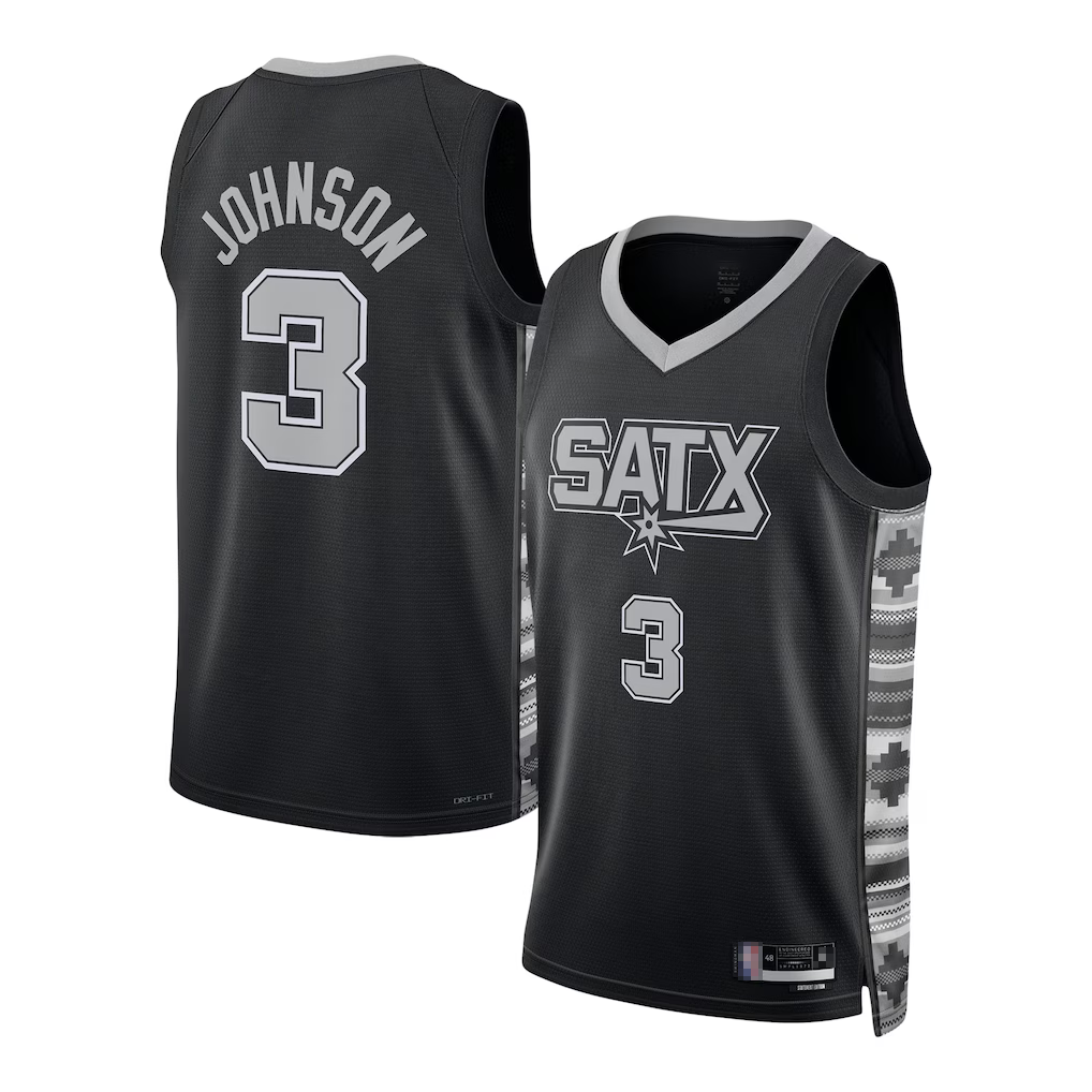 MATTH SA.Spurs #3 Keldon Johnson Black Swingman Jerseys - Statement Edition