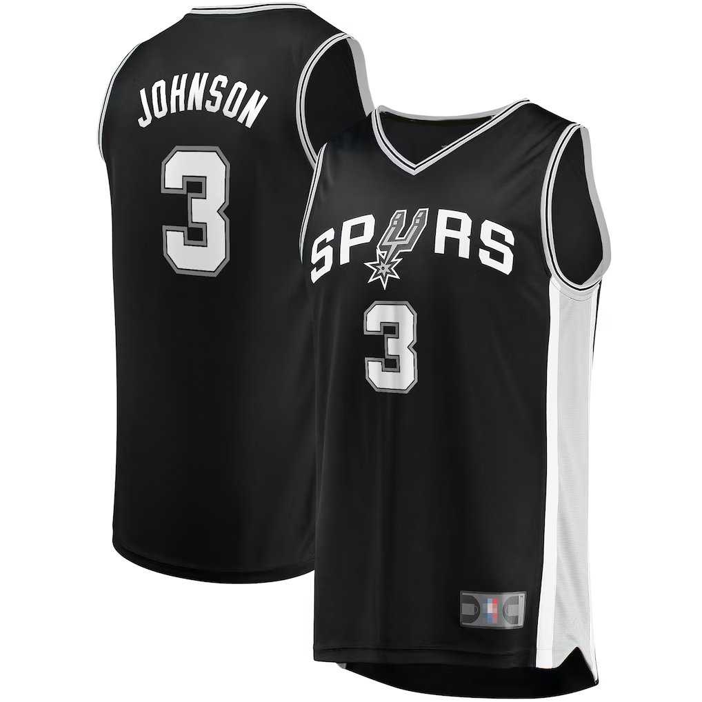 MATTH SA.Spurs #3 Keldon Johnson Fanatics Black Fast Break Replica Jerseys - Icon Edition