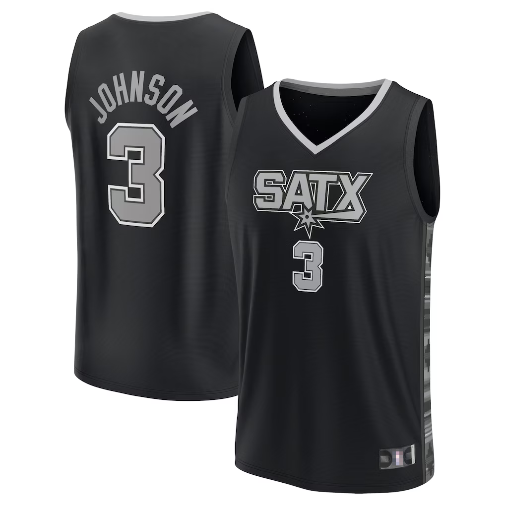 MATTH SA.Spurs #3 Keldon Johnson Fanatics Black Fast Break Replica Player Jerseys - Statement Edition