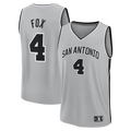 MATTH SA.Spurs #4 De'Aaron Fox Fanatics Silver Fast Break Jerseys - Statement Edition