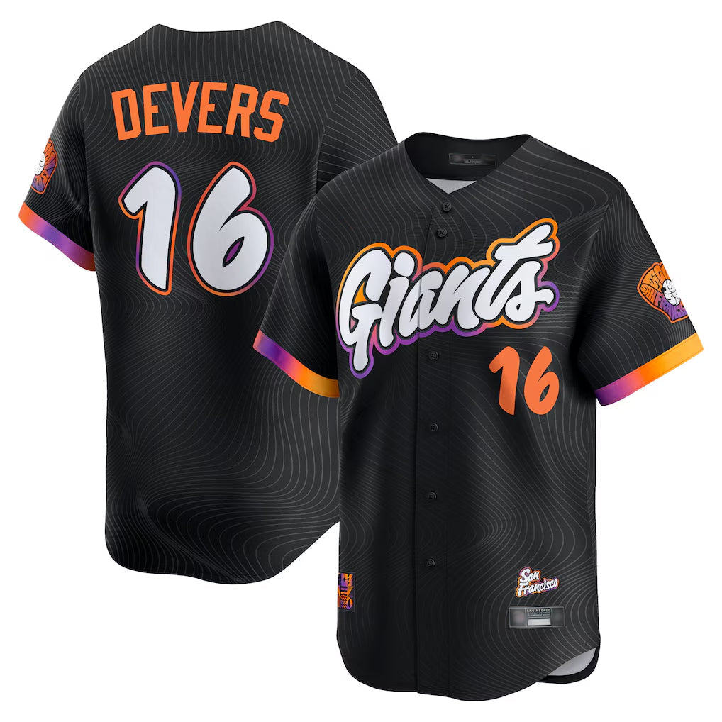 MATTH SF.Giants #16 Rafael Devers Player Black 2025 City Connect Home Limited Stitched Jerseys