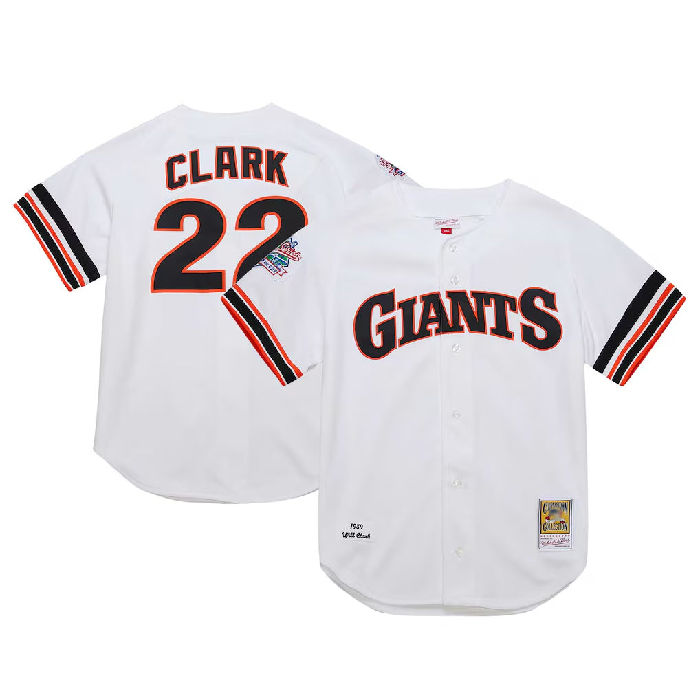 MATTH SF.Giants #22 Will Clark Player White Mitchell & Ness Cooperstown Collection 1989 Limited Stitched Jerseys