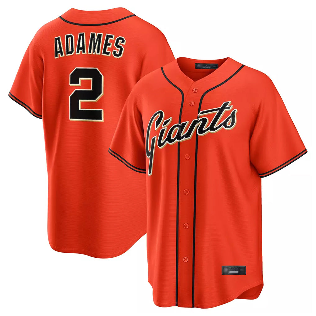 MATTH SF.Giants #2 Willy Adames Player Orange Home Game Stitched Jerseys