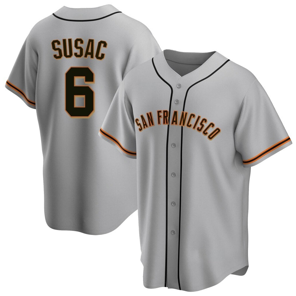 MATTH SF.Giants #6 Daniel Susac Player Gray Home Game Stitched Jerseys