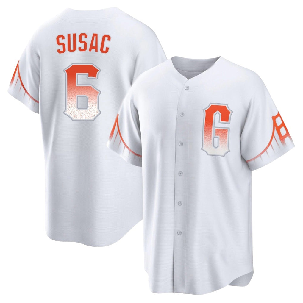MATTH SF.Giants #6 Daniel Susac Player White City Connect Home Game Stitched Jerseys