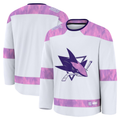 MATTH S.Jose Sharks White 2024 Hockey Fights Cancer Practice Jerseys