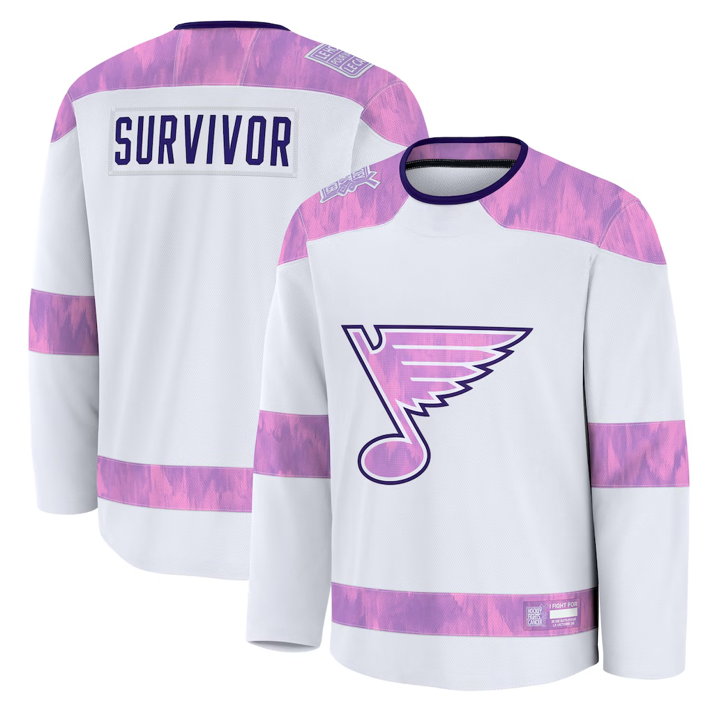 MATTH St.L.Blues White Hockey Fights Cancer Survivor Practice Jerseys